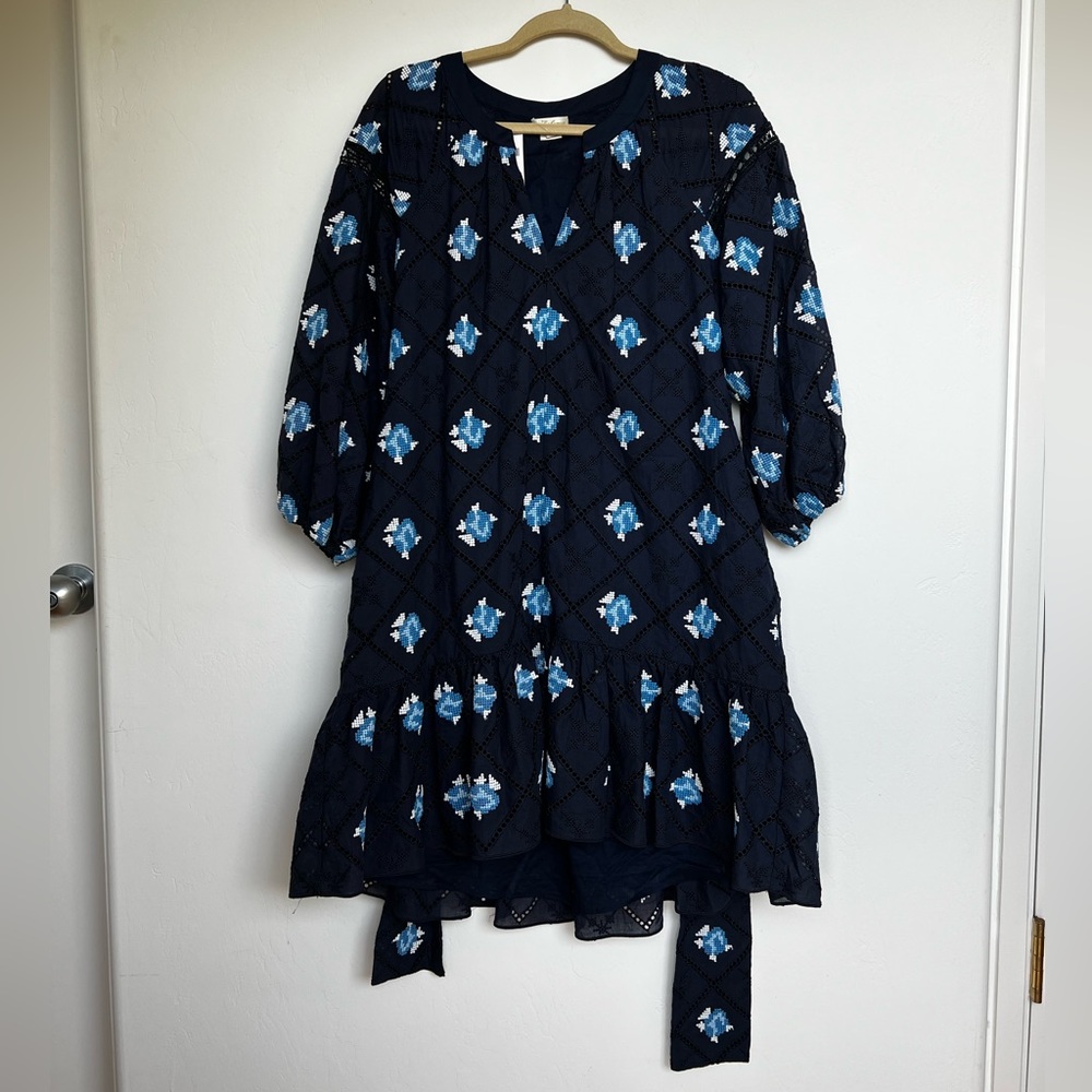 Anthropology blue babydoll dress